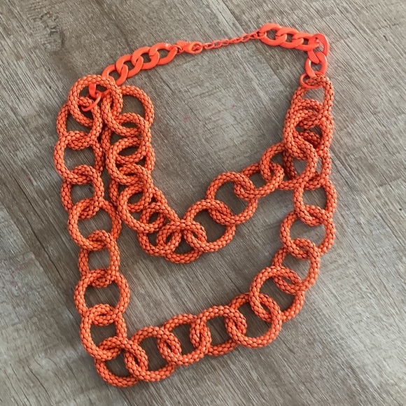 Orange Double Strand Chunky Chain Necklace Zara - Picture 4 of 8